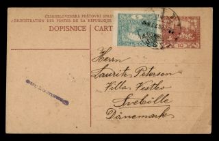 Dr Who 1923 Slovenia To Denmark Postal Card Uprated Stationery C124275