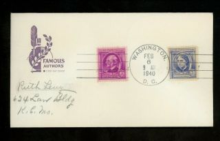 Us Fdc 861 - 862 2nd Day Farnam M - 5 1940 Washington Dc Famous Americans Authors