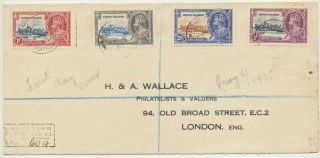 British Virgin Is 1935 Silver Jubilee Set On First Day Cover To Uk (see Below)