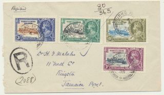 Turks & Caicos Is 1935 Silver Jubilee Set On Reg.  Cover To Jamaica (see Below)