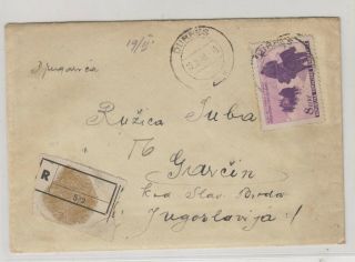 Albania,  1948,  Durres Registred Cover To Yugoslavia,  Demaged Stamp