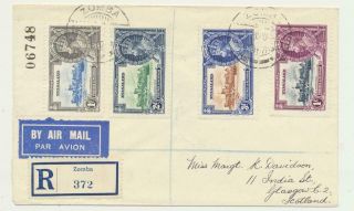 Nyasaland 1935 Silver Jubilee Set On Cover Reg.  To Scotland (see Below)