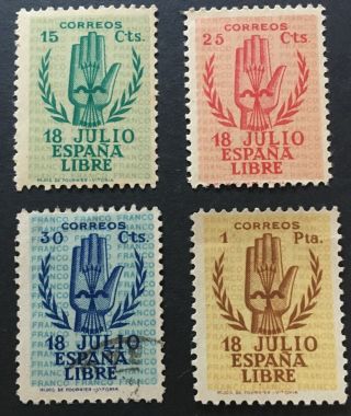 Spain Stamps 1938.  Edifil 851 To 854.  Cat 250 Euros