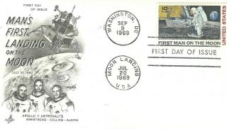 U.  S.  1969 Moon Landing C76 Artcraft Fdc Cachet With 7/20/69 Lunar Cancel