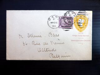 Gb 1892 " Alfred Smith " Bath Advertisement Cover To Belgium Nb500