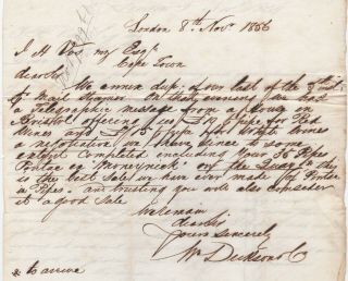 1856 Wm DICKSON & Co WINE TRADE LETTER LONDON J H VOS CAPE TOWN SOUTH AFRICA 2