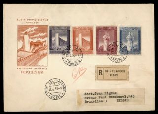 Dr Who 1958 Vatican Brussels Universal Exposition Fdc Registered C134452