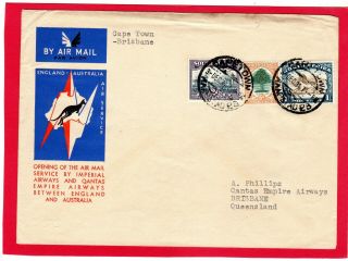 South Africa Air Mail1934 Imperial Airways First Flight Cover To Brisbane Scarce