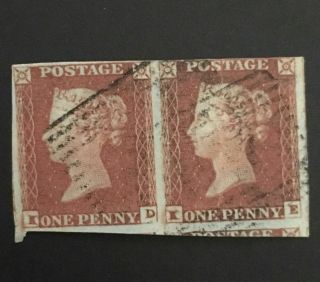 Gb Qv 1841 1d Red Imperf Vfu Pair Plate 79 With Smudged K Letter