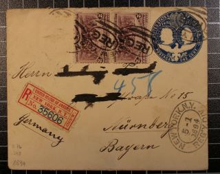 Saturday Night Special 1894 Registered Cover With Fx - Ny Label Missing 1 Stamp?