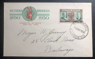 1950 Bulawayo Southern Rhodesia First Day Cover Fdc Occupation Day