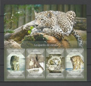 Sao Tome & Principe 2014 Sc 2713 Snow Leopard - Panthera Uncia Mnh M/s $10.  50