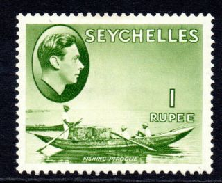 Seychelles 1 Rupee Yellow/green Stamp C1938 - 49 Mounted Sg146