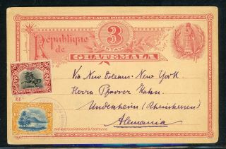 Guatemala Postal History: Lot 4 1913 Uprated Pc Guatemala - Undenheim $$$