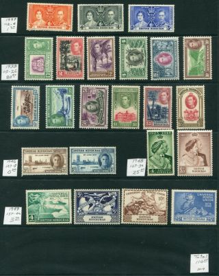 Weeda British Honduras 112/140 Mh 1937 - 1949 Complete Kgvi Issue Sets Cv $110.  65