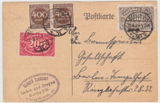 Germany Dr 1923 (28.  8. ) Commerc.  Local Inflat.  Pc Berlin (correct Rate)