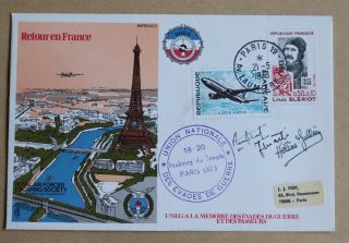 Retour En France Rafes Sc5 1973 Cover Signed By 3 Members Of French Resistance
