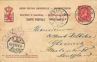 Luxembourg 10c Grand Duke Adolphe Postal Card 1899 Diekirch To Gleiwitz,  Germany