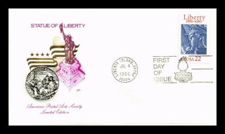 Dr Jim Stamps Us Statue Of Liberty Centennial Fdc Cover American Postal Arts