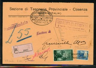 Italy Postal History Lot 100 1949 Reg Regular Stamps As Postage Due 55l $$$