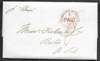 England 1869 Folded Letter Ship Cover Lombard Street Station London To Boston