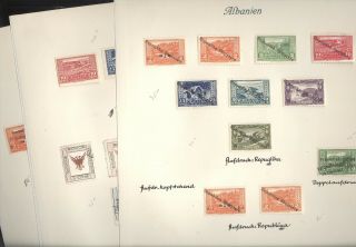 Albania,  Assortment Of Old Stamps Hinged On 3 Pages