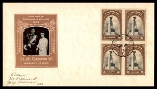 Canada Vancouver Royal Visit Block Brown Cachet 1939 First Day Cover