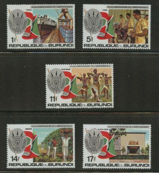 Ship Dance Flag 5 Mnh Stamps 1977 Burundi 538 - 42 Independence 15th Anniversary