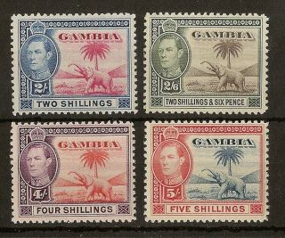 Gambia 1938 High Values Sg157 - 160 Cat£120 (4v)