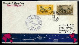 Philippines To Hong Kong 1937 1st Flight Clipper Cover