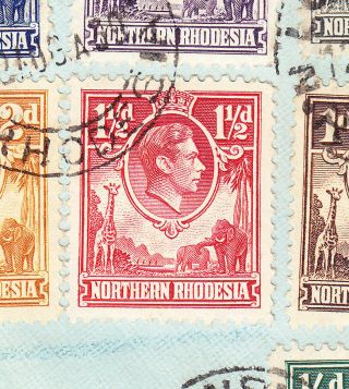 1939 Northern Rhodesia KGVI stamps on registered cover from Luanshya to Belgium 6