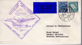 1939 North Atlantic Air Mail Ffc Ireland To Botwood,  Newfoundland