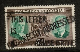 Southern Rhodesia Kg Vi 1950 Diamond Jubilee 2d Green & Brown Sg 70 Postmark