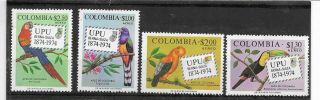 Colombia 1974 Upu Birds Set Of 4 Nh