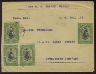Portugal 1927 Cover From Madeira To British Guyana Afinsa 429 Pair,  2 More