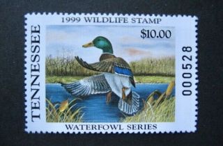 1999 Tennessee State Duck Migratory Waterfowl Stamp Mnhog