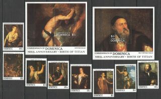 U26 1988 Dominica Art Birth Of Titian 1142 - 49 Michel 19 Euro Set,  2bl Mnh