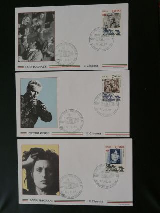 Cinema Famous Actors 1997 Set Of 3 Fdc Italy 87619