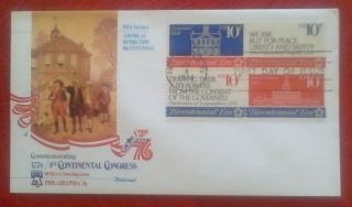 First Day Of Issue,  1974 Commemorating The 1st Continental Congress Se - Tenant