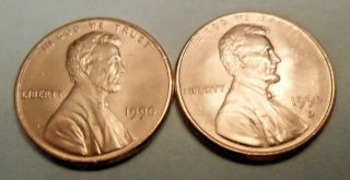 1990 P & D Lincoln Memorial Cent / Penny Set (2 Coins)
