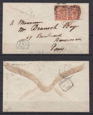 Lot:31798 Gb Qv Cover 2x 4d Red On Cover London To Paris 1 April 1868