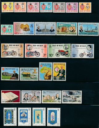 Isle Of Man (1974 - 78) 20 Complete Sets,  4 S/s & More All Mnh; Cv $70,