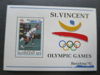 Olympic Games Barcelona 1992 St Vincent Souvenir Sheet Tennis Y2/cr172