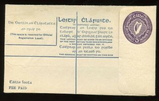 Ireland - 1924 - Postal Stationery - 5d Registered Envelope - Fai Eu2b - Mi Eu3b