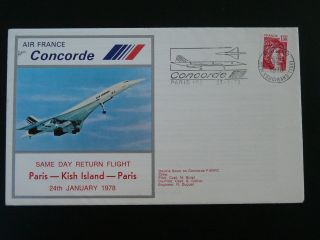 First Flight Cover Concorde 1978 Paris Kish Island Air France 82510