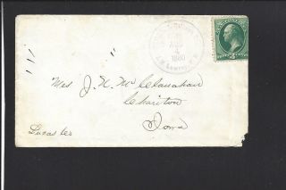 Pomeroy,  Iowa Cover,  1880 Banknote.  " J.  H.  Lowrey P.  M In Dial ".  Calhoun 1870/op