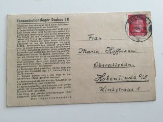 Dachau 3k Konzentrationslager/concentration Camp Letter - Wwii - Germany