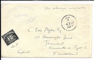 Tristan Da Cunha 1951 Postage Due Cover
