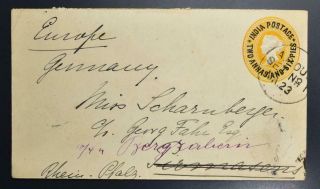 India To Germany 1894 Prov Qv Stationery Cover Bombay To.  Look,  Train,  Indien