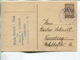 Yugoslavia Postal Card To Germany,  Sarajevo 24.  9.  1920